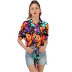 Floral Butterflies Tie Front Shirt 