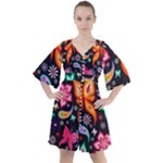 Floral Butterflies Boho Button Up Dress