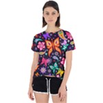 Floral Butterflies Open Back Sport T-Shirt