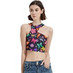 Floral Butterflies Cut Out Top