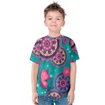 Floral Pattern, Abstract, Colorful, Flow Kids  Cotton T-Shirt