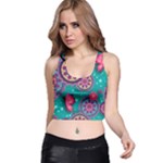 Floral Pattern, Abstract, Colorful, Flow Racer Back Crop Top
