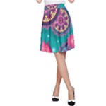 Floral Pattern, Abstract, Colorful, Flow A-Line Skirt