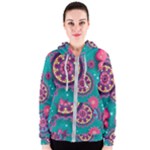 Floral Pattern, Abstract, Colorful, Flow Women s Zipper Hoodie