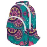 Floral Pattern, Abstract, Colorful, Flow Rounded Multi Pocket Backpack