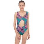 Floral Pattern, Abstract, Colorful, Flow Center Cut Out Swimsuit
