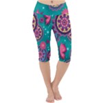 Floral Pattern, Abstract, Colorful, Flow Lightweight Velour Cropped Yoga Leggings