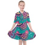 Floral Pattern, Abstract, Colorful, Flow Kids  All Frills Chiffon Dress