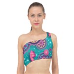 Floral Pattern, Abstract, Colorful, Flow Spliced Up Bikini Top 