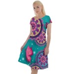 Floral Pattern, Abstract, Colorful, Flow Classic Short Sleeve Dress