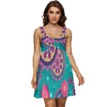 Floral Pattern, Abstract, Colorful, Flow Ruffle Strap Babydoll Chiffon Dress
