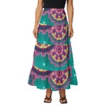 Floral Pattern, Abstract, Colorful, Flow Tiered Ruffle Maxi Skirt