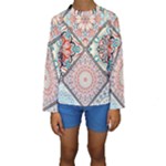 Flowers Pattern, Abstract, Art, Colorful Kids  Long Sleeve Swimwear