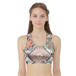 Flowers Pattern, Abstract, Art, Colorful Sports Bra with Border