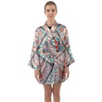 Flowers Pattern, Abstract, Art, Colorful Long Sleeve Satin Kimono