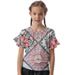 Flowers Pattern, Abstract, Art, Colorful Kids  Cut Out Flutter Sleeves