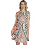 Flowers Pattern, Abstract, Art, Colorful Cap Sleeve High Waist Dress