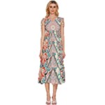 Flowers Pattern, Abstract, Art, Colorful V-Neck Drawstring Shoulder Sleeveless Maxi Dress