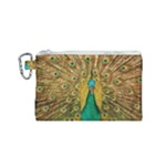 Peacock Feather Bird Peafowl Canvas Cosmetic Bag (Small)