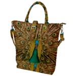 Peacock Feather Bird Peafowl Buckle Top Tote Bag