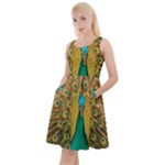 Peacock Feather Bird Peafowl Knee Length Skater Dress With Pockets