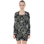 Weave Haeckel Lichenes Photobionten V-neck Bodycon Long Sleeve Dress