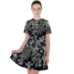Weave Haeckel Lichenes Photobionten Short Sleeve Shoulder Cut Out Dress 