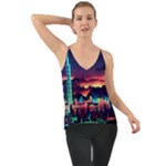 Cityscape Building Painting 3d City Illustration Chiffon Cami