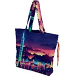 Cityscape Building Painting 3d City Illustration Drawstring Tote Bag