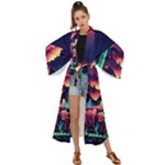 Cityscape Building Painting 3d City Illustration Maxi Kimono