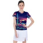 Cityscape Building Painting 3d City Illustration Women s Sports Top