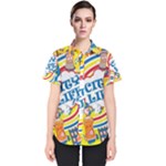 Colorful City Life Horizontal Seamless Pattern Urban City Women s Short Sleeve Shirt