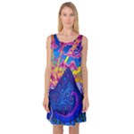 Blue And Purple Mountain Painting Psychedelic Colorful Lines Sleeveless Satin Nightdress