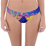 Blue And Purple Mountain Painting Psychedelic Colorful Lines Reversible Hipster Bikini Bottoms