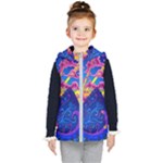 Blue And Purple Mountain Painting Psychedelic Colorful Lines Kids  Hooded Puffer Vest