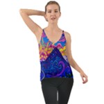 Blue And Purple Mountain Painting Psychedelic Colorful Lines Chiffon Cami
