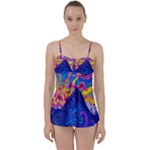 Blue And Purple Mountain Painting Psychedelic Colorful Lines Babydoll Tankini Set