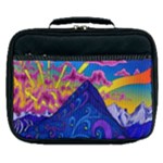 Blue And Purple Mountain Painting Psychedelic Colorful Lines Lunch Bag
