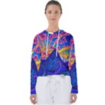 Blue And Purple Mountain Painting Psychedelic Colorful Lines Women s Slouchy Sweat