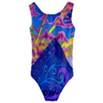 Blue And Purple Mountain Painting Psychedelic Colorful Lines Kids  Cut-Out Back One Piece Swimsuit