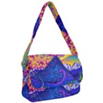 Blue And Purple Mountain Painting Psychedelic Colorful Lines Courier Bag