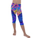 Blue And Purple Mountain Painting Psychedelic Colorful Lines Kids  Lightweight Velour Capri Leggings 