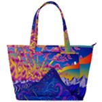 Blue And Purple Mountain Painting Psychedelic Colorful Lines Back Pocket Shoulder Bag 