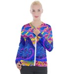 Blue And Purple Mountain Painting Psychedelic Colorful Lines Casual Zip Up Jacket