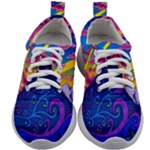 Blue And Purple Mountain Painting Psychedelic Colorful Lines Kids Athletic Shoes