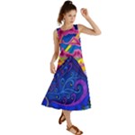 Blue And Purple Mountain Painting Psychedelic Colorful Lines Summer Maxi Dress