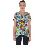 Vintage Tattoos Colorful Seamless Pattern Cut Out Side Drop T-Shirt