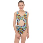 Vintage Tattoos Colorful Seamless Pattern Center Cut Out Swimsuit
