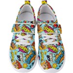 Vintage Tattoos Colorful Seamless Pattern Men s Velcro Strap Shoes