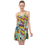 Vintage Tattoos Colorful Seamless Pattern Summer Time Chiffon Dress